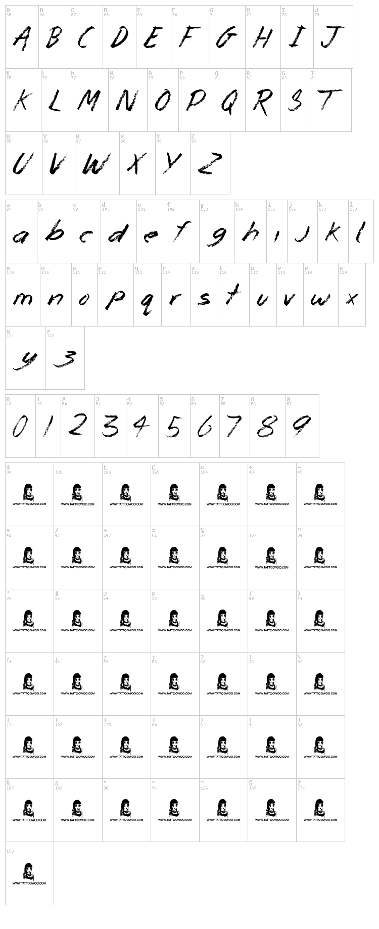 Monster Unleashed font map